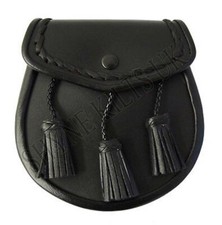 Ensemble Sporran en cuir noir