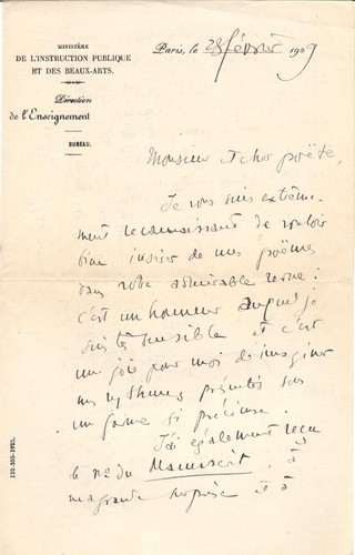 Lettre autographe - lettre,