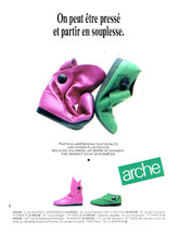publicité Advertising  1022  1989    chaussures boots Arche  on peut etre pressé