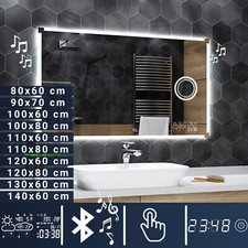 Miroir Salle De Bain Lumineux LED STATION MÉTÉO BLUETOOTH Ryga + TOUCH