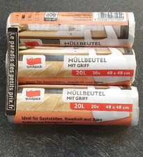 sac poubelle 20 Litres transparent ,60 sacs poubelles avec bretelles 48 x 48 cm