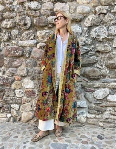 Kimono floral vert indien - floral,