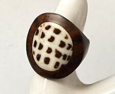 Magnifique BAGUE Vintage en BOIS incrusté T57 NEUVE