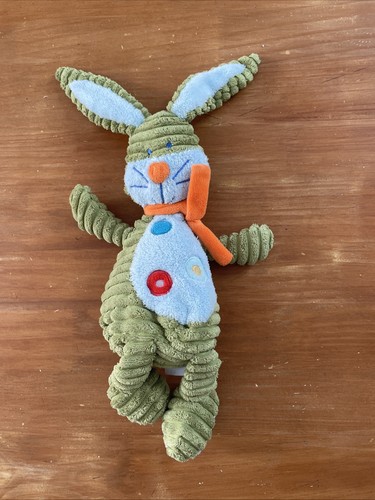 Doudou peluche lapin vert bleu - peluche,