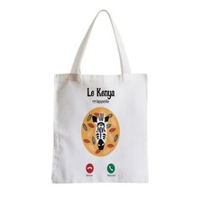 Sac en Tissu Le Kenya M'Appelle Parodie Blague Téléphone Zèbre Voyage Savane