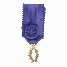 Médaille d’officier des palmes académiques miniature en or avec son ruban à rose