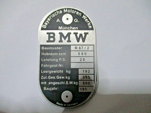 Plaque identification bmw - d'identification, r