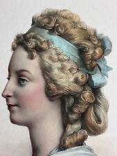 Ancienne gravure  portrait  Madame Royale de profil couleurs Louis XVI delpech