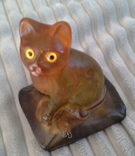 Statuette Chat type Daum Pièce unique signée Jean Noel Bouillet Collection Cinem