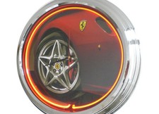 N-0300 Ferrari - Décoration Rétro Néon Horloge Murale Néon Horloge Atelier