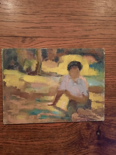 Huile carton portrait - , tableau