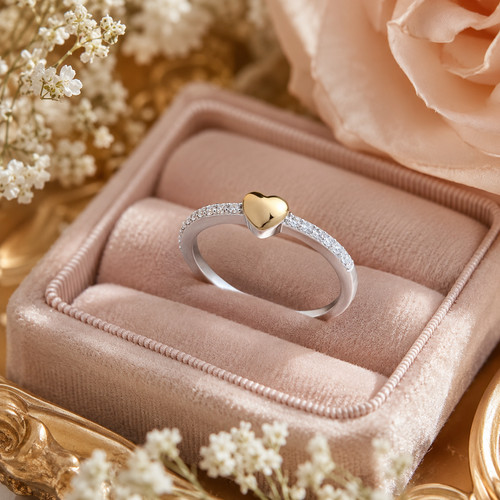 Bague cœur jaune 18 - or,
