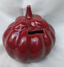 Tirelire ancienne ceramique tomate / citrouille rouge