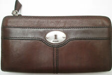 - FOSSIL Portefeuille/porte-monnaie zippé compagnon cuir  TBEG vintage 