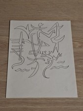 Rare Dessins Original Jean Cocteau Étude Chapelle Notre Dame De Jérusalem Crayon