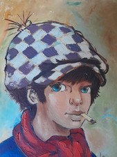 Tableau poulbot huile sur