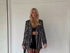 Zara Neuf Femme Sequin Blazer Avec Franges Taille M Ref 8917 873