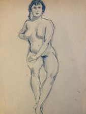 Ancien Beau Dessin 1910 Nu Nue