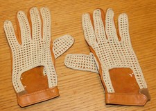 vintage 1970 GANTS en CUIR et BRODERIE de QUALITE femme GANTS marron