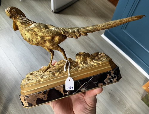 Superbe bronze doré - bronze, faisan