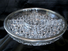 PLAT à HORS d'OEUVRE Mendiant Verre Cristal Inox Art de la Table Teller Plate
