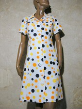 CHIC VINTAGE ROBE PIQUé COTON POIS 1970 TRUE VTG DRESS 70s KLEID 70er ( 40 )