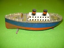 JOUET ANCIEN PETIT BATEAU PAQUEBOT MECANIQUE EN TOLE ANNEES 30