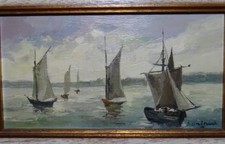 Tableau huile paysage marin - huile,