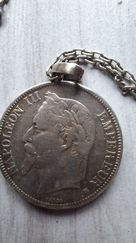 Pendentif argent pièce 5 - pendentif,