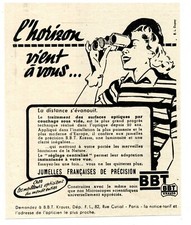 1949 : BBT Krauss, Jumelles, l'horizon vient à vous... (publicity, advertising)