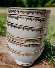 6 Bols Anciens CNP Porcelaine Blanche Et Or