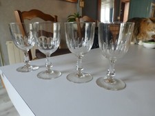lot de 4 très grand verre à pied ancien en cristal très chantant taillé