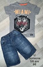 U Someone 5 / 6 Ans GARÇON /: T Shirt Tigré + Short Jean  Été