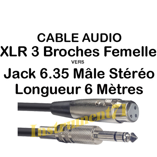 Câble jack stereo - câble, 6,35