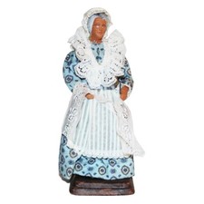 Ancien santon de Provence 21.5 cm en terre cuite la dentelière par Yolande