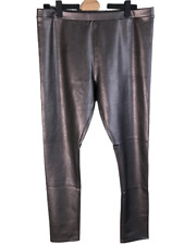 Norfy Pantalon Véritable Cuir Marron Luisant Femme Occasion Bonne Qualité T 44