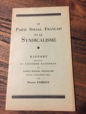 Le parti social Français et syndicalisme Rapport congrès National Pierre Forest 