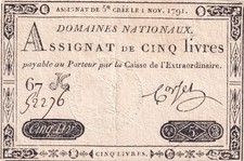 5 Livres - Timbre sec portrait de Louis XVI (01-11-1791) - Sign. Corset - Série 