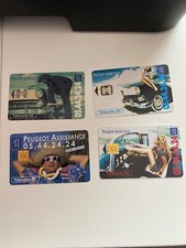 lot 4 cartes téléphoniques / Télécartes Peugeot Assistance