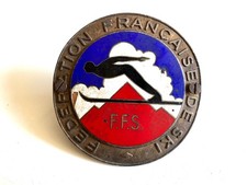 Ancienne plaque émaillée style Médaille FFS fédération Française De Ski