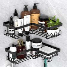 Etagere Rangement - Accessoire Salle De Bain - Sans Percage - Noir