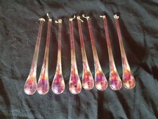 Lot De 8 Pampilles Goutte D'eau Verre De Murano Blanche Irisée Année 70th,venini