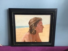 PORTRAIT DE FEMME PROFIL ET BORD DE MER MARC DE GASTYNE 1889 1982 huile encadrée