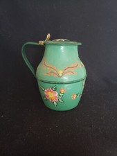 Pichet Tôle Émaillée Peint Main, Année 1930-1950