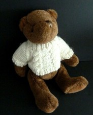 E8. DOUDOU PELUCHE ANNA CLUB PLUSH OURS MARRON ARTICULE PULL BLANC 19cm ET.NEUF*