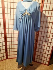 Vtg  80’s blue wedding party convertible  Sheer Maxi Cape Formal Prom Dress  
