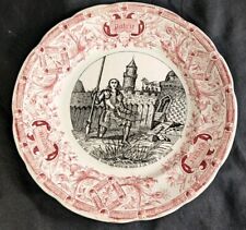 Assiette Parlante Digoin Sarreguemines N°9 Jeanne d'Arc Porte de Paris, Rose