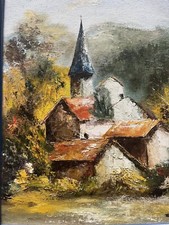 Peinture Huile Signée Sur Isorelle Petit Village. Encradée