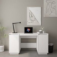 Bureau blanc 140x50x75 bois - bureau, cm