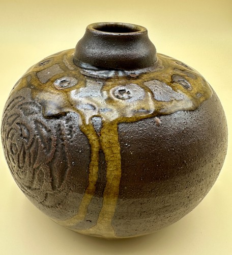 Vase boule grès décor - vase, en